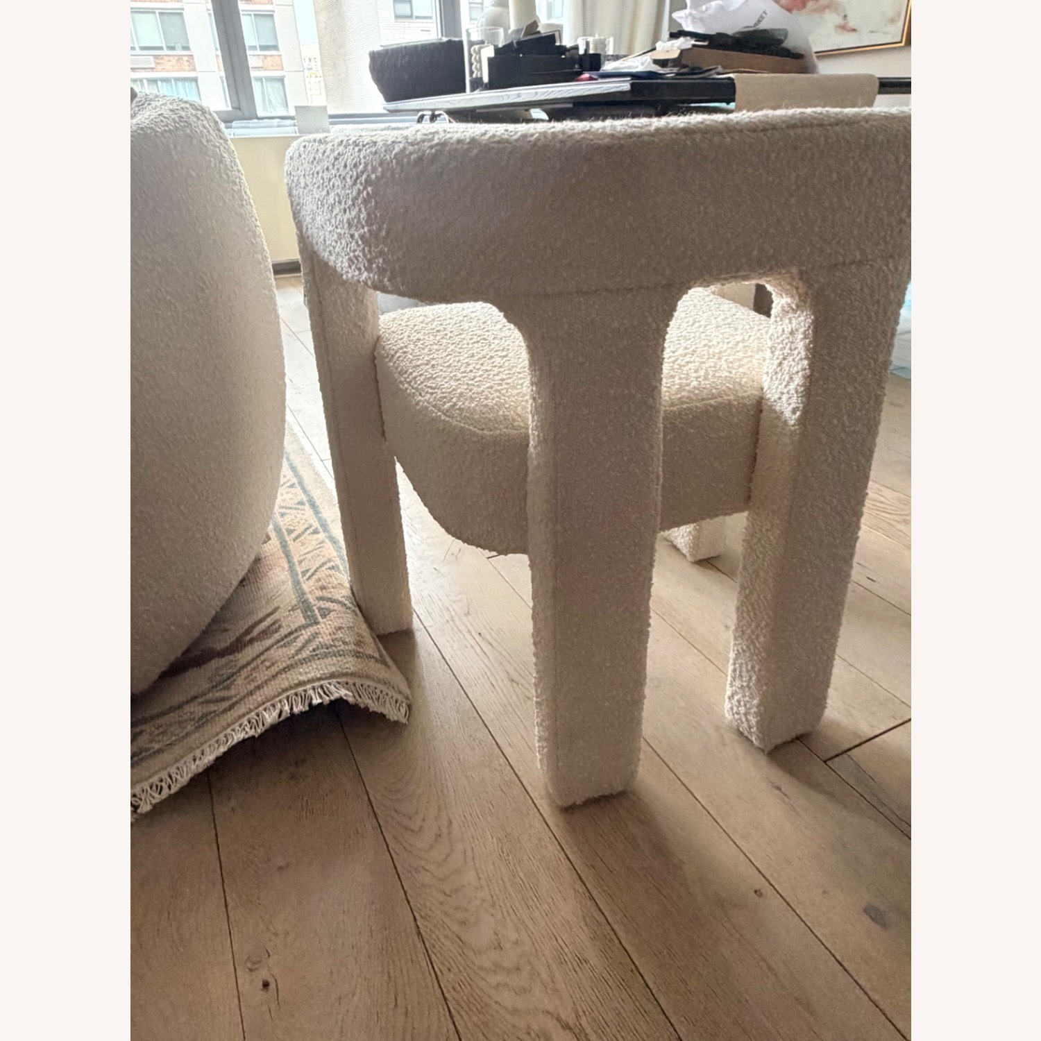 CB2 Stature Ivory Boucle Dining Armchair - image-10