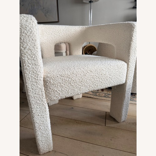 Used CB2 Stature Ivory Boucle Dining Armchair for sale on AptDeco