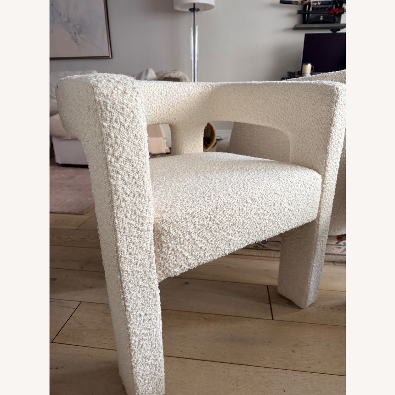 CB2 Stature Ivory Boucle Dining Armchair - image-2