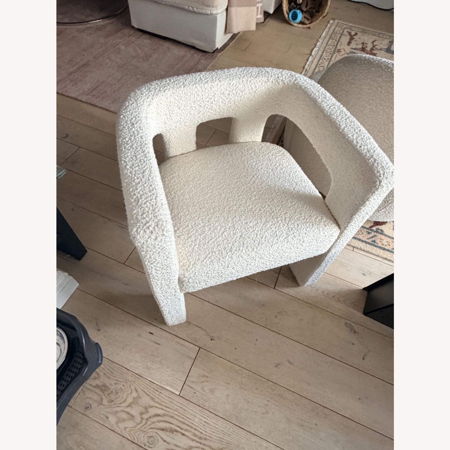 CB2 Stature Ivory Boucle Dining Armchair - image-5