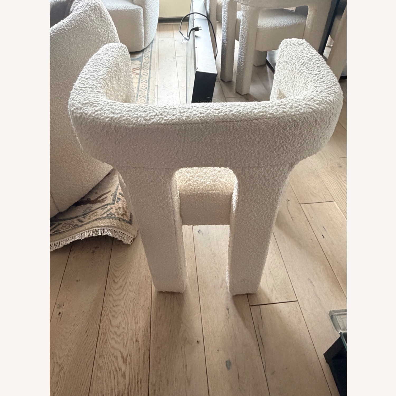CB2 Stature Ivory Boucle Dining Armchair - image-8
