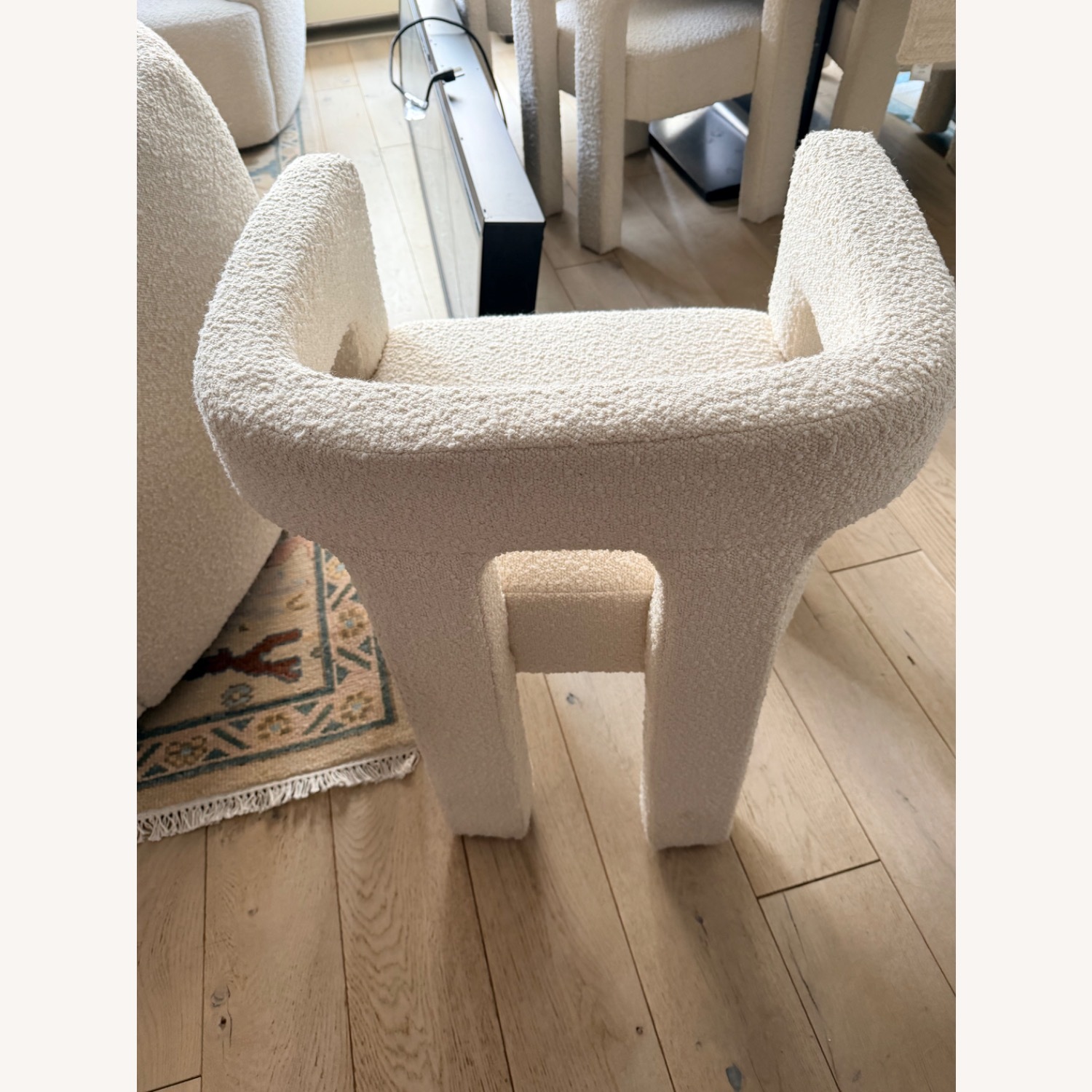 CB2 Stature Ivory Boucle Dining Armchair - image-6