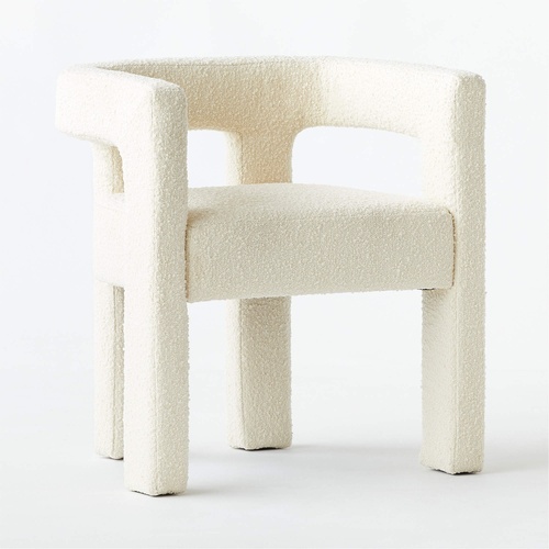 Used CB2 Stature Ivory Boucle Dining Armchair for sale on AptDeco
