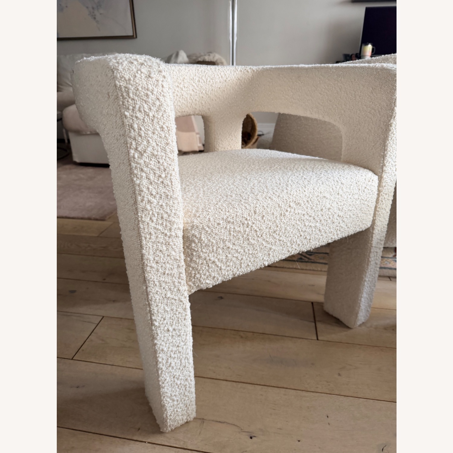 CB2 Stature Ivory Boucle Dining Armchair - image-3