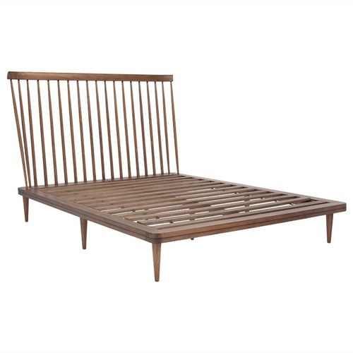 Used France and Son Dark Brown Wood Queen Bed for sale on AptDeco