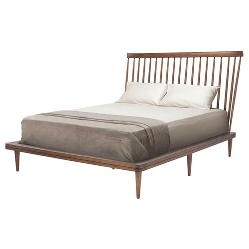 Used France and Son Dark Brown Wood Queen Bed for sale on AptDeco