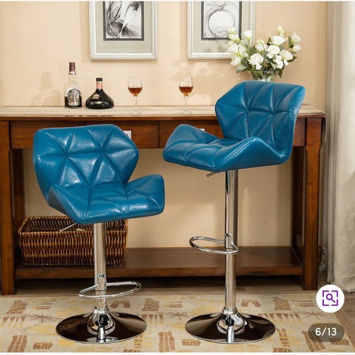 Used Teal Faux Leather Barstools (Set of 4) for sale on AptDeco