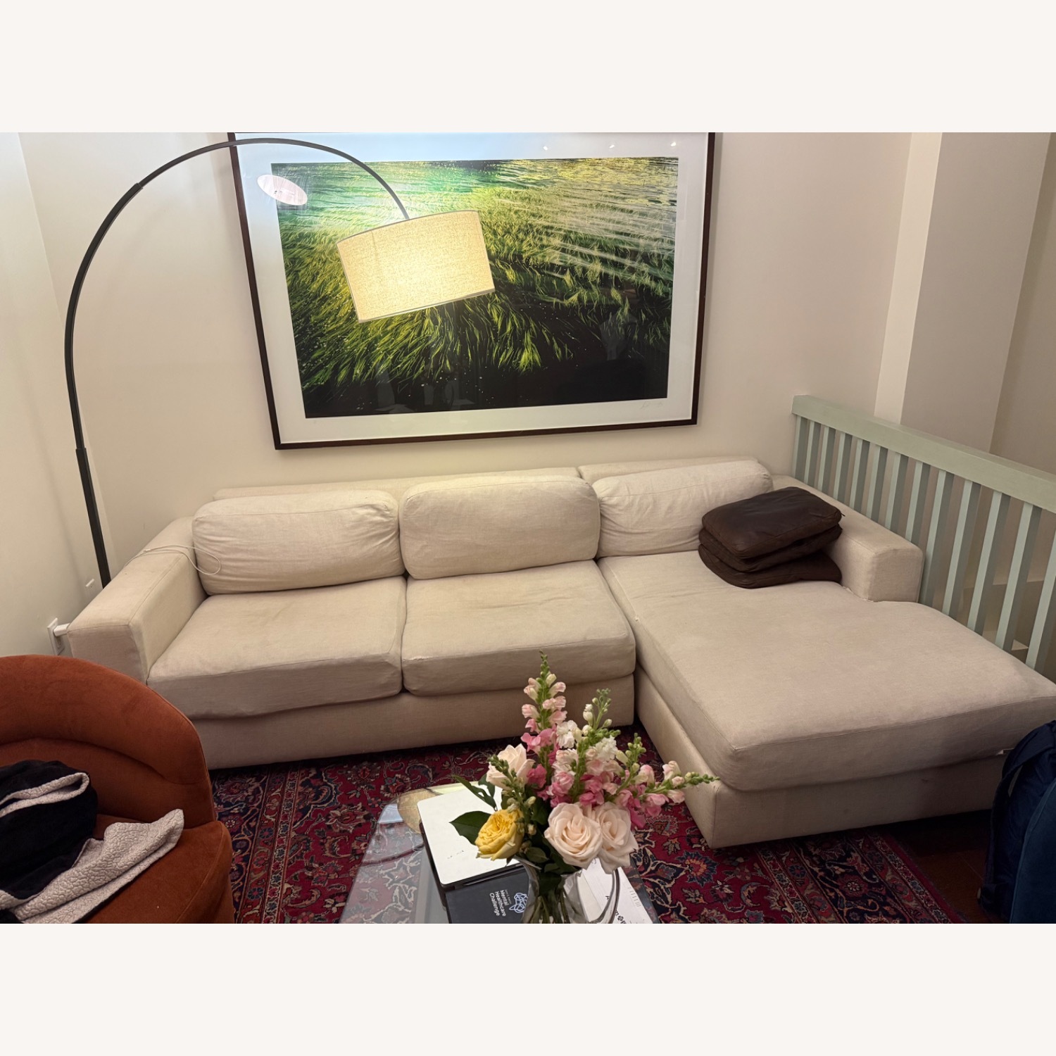 West Elm Urban Natural Linen 3+ Piece Sectional - image-1