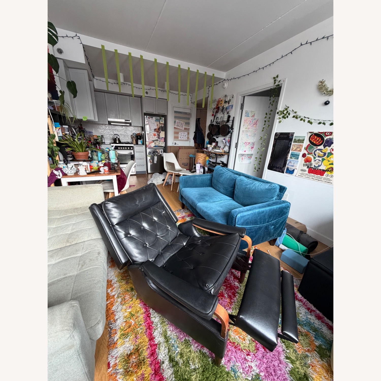 Vintage Milo Baughmagn Black Leather Recliner - image-2