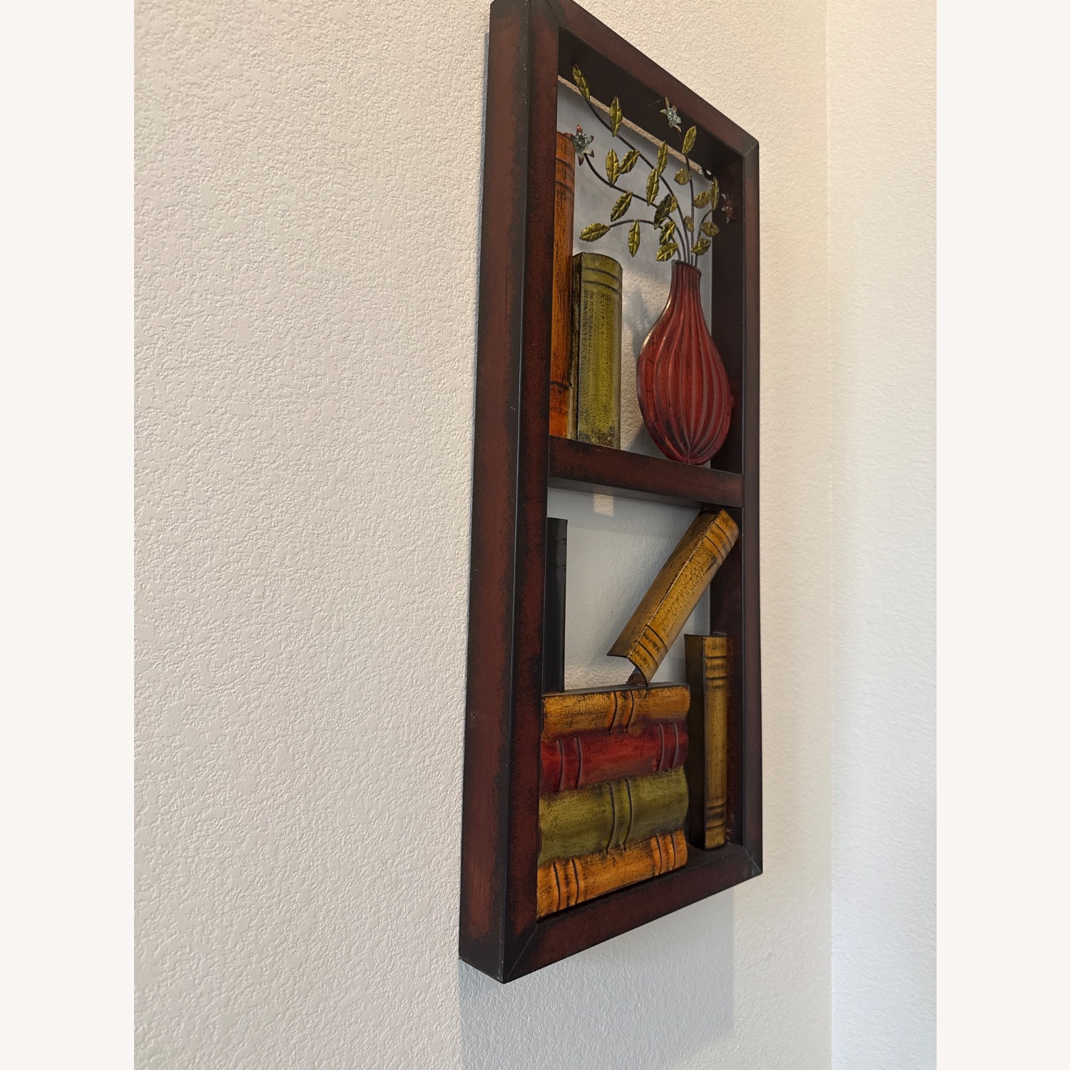 At Home Wood And Metal Bookshelf Wall Decor - image-1