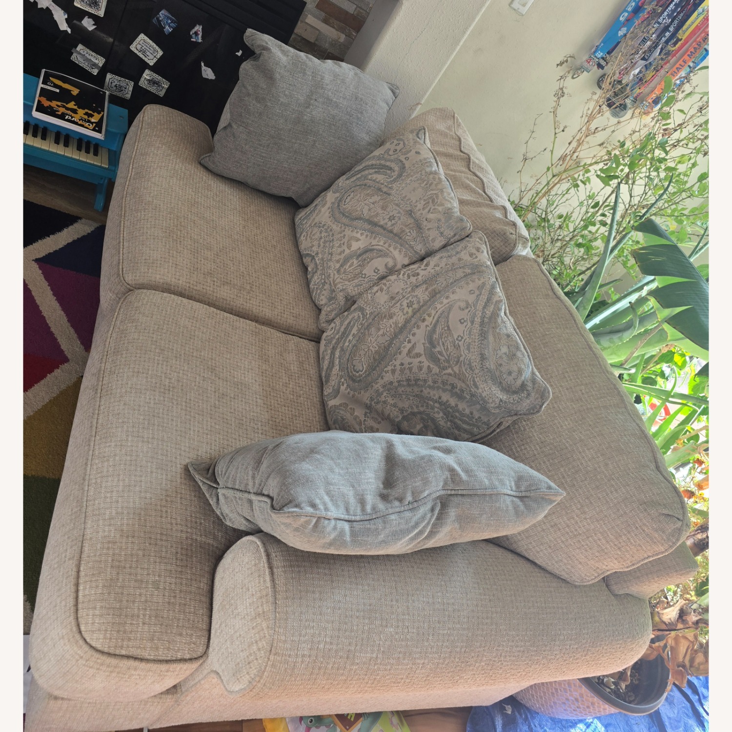 Ashley Furniture Light Gray Fabric Loveseat - image-3