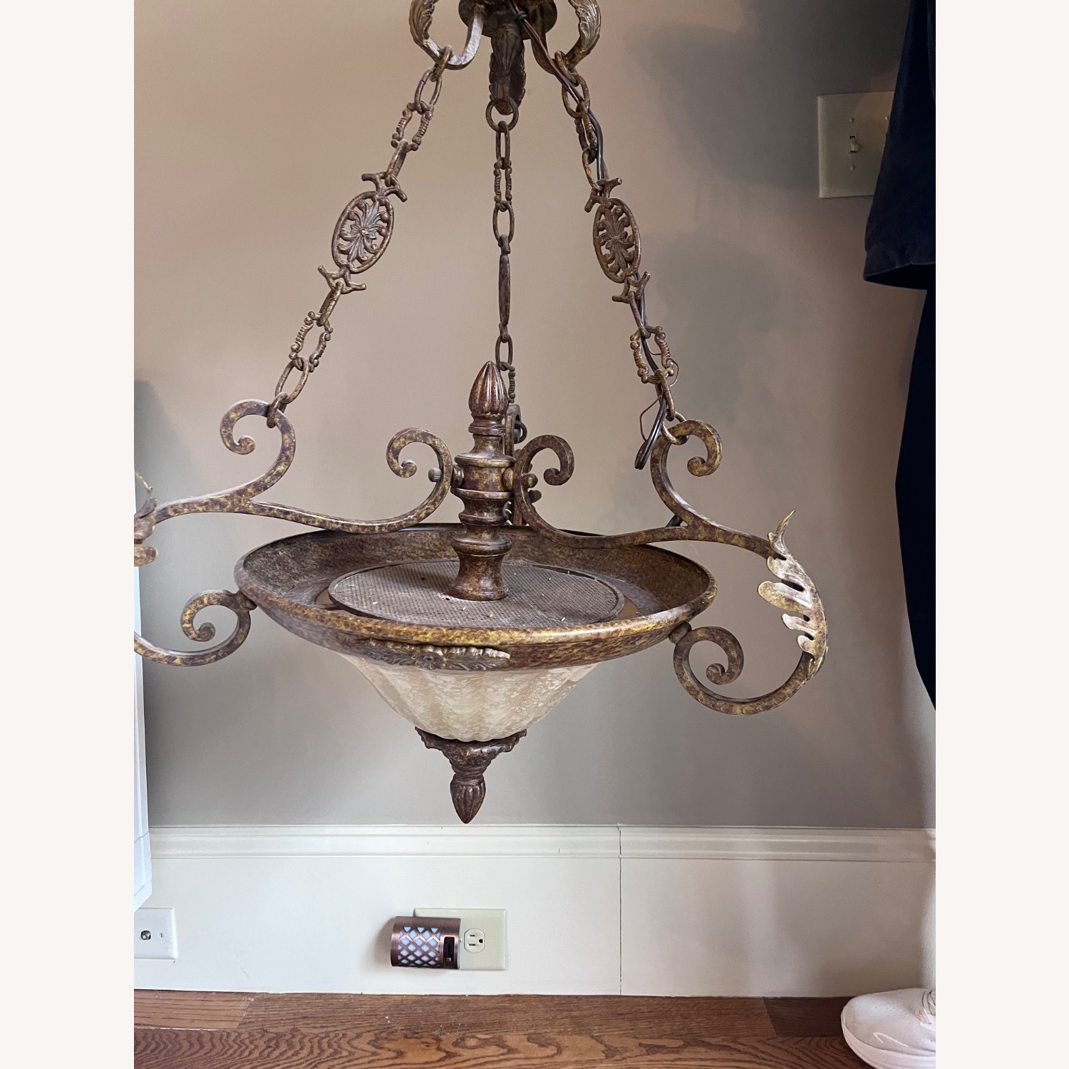 Vintage/Antique Bronze Metal Ceiling Lamp - image-4