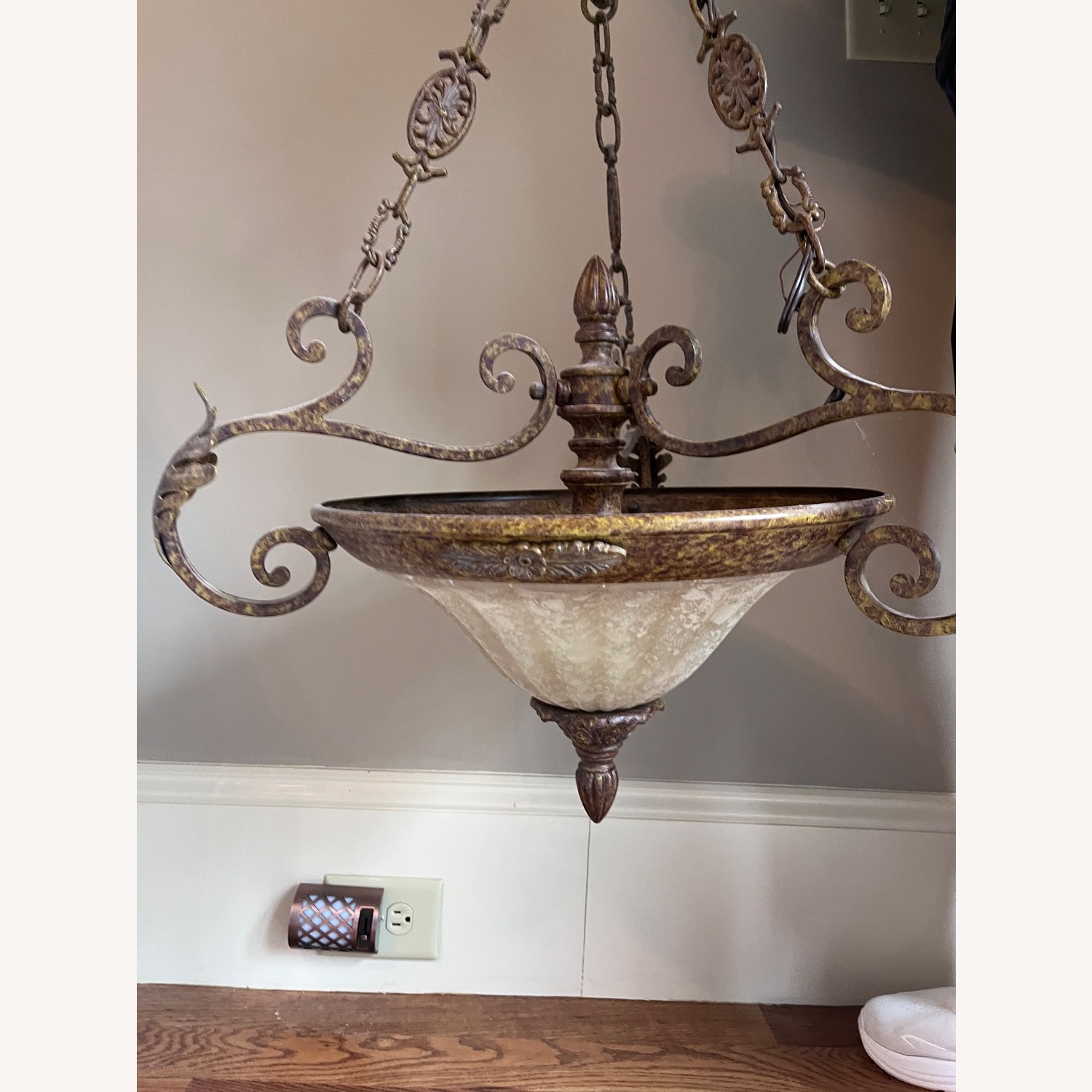 Vintage/Antique Bronze Metal Ceiling Lamp - image-6
