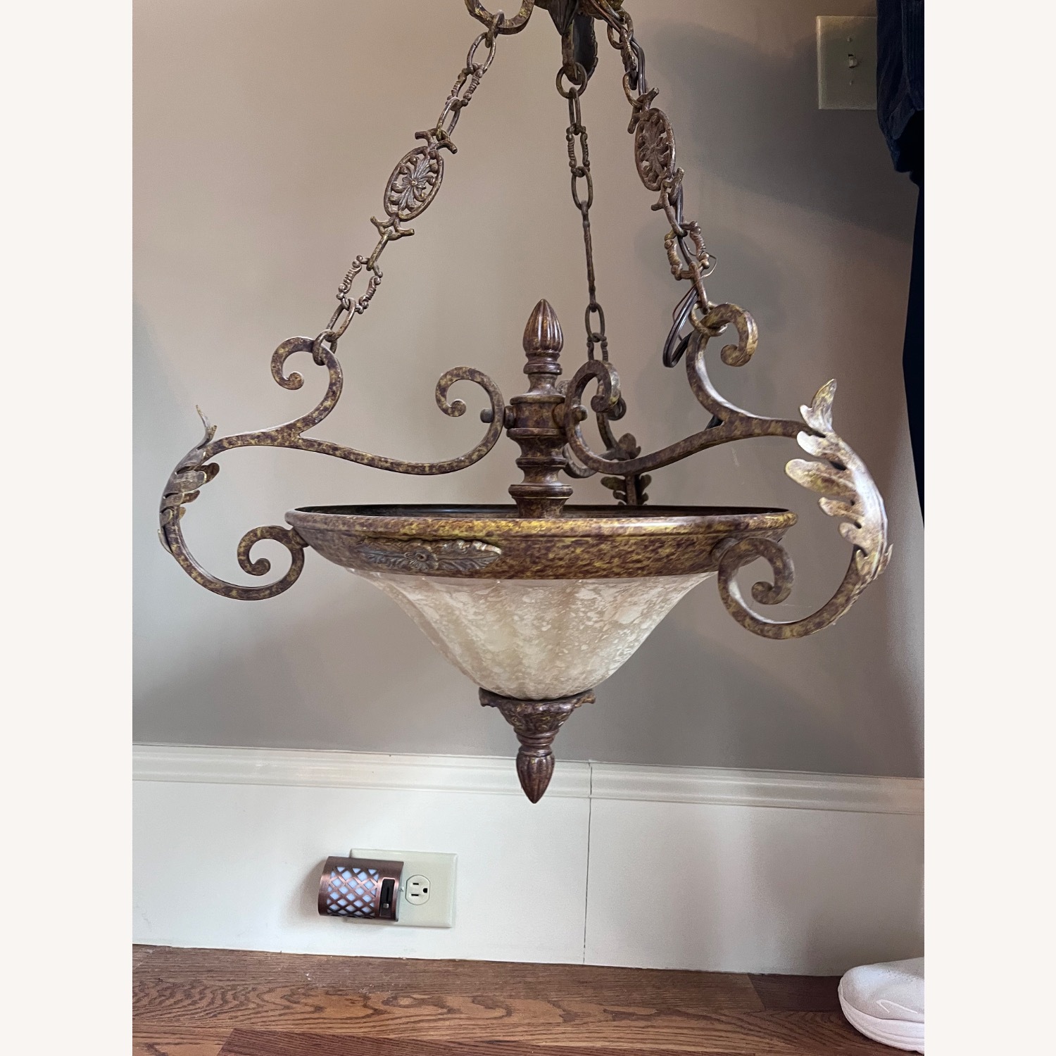 Vintage/Antique Bronze Metal Ceiling Lamp - image-7