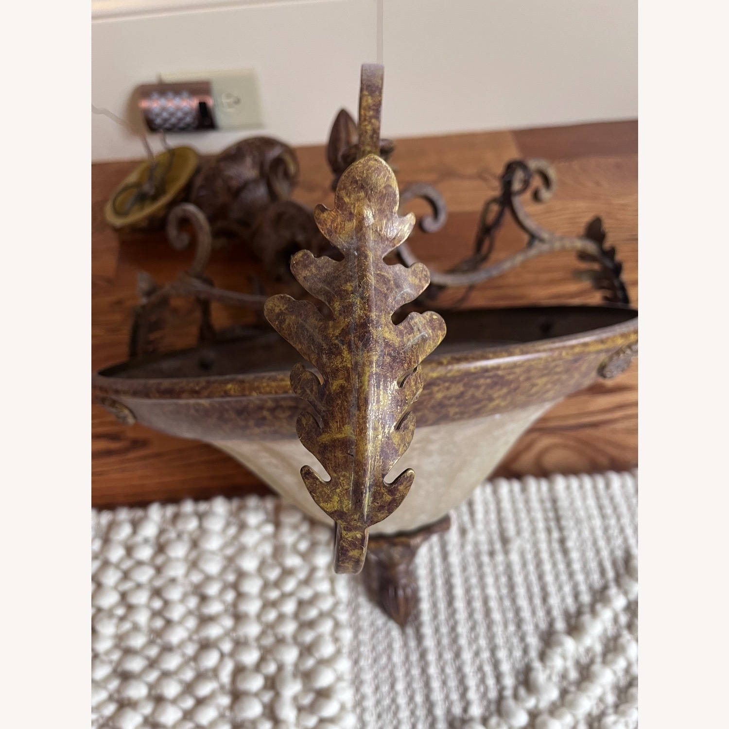 Vintage/Antique Bronze Metal Ceiling Lamp - image-2