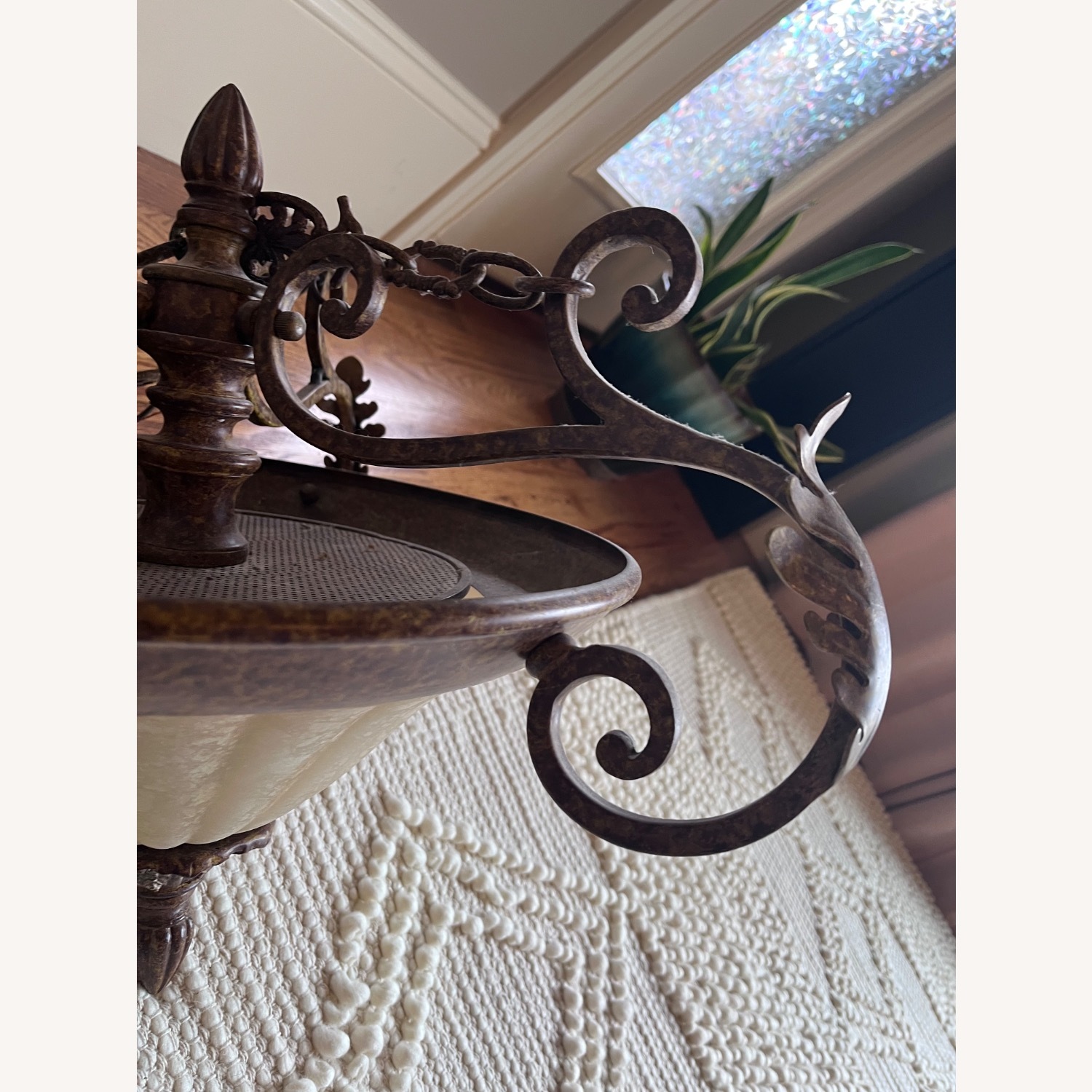 Vintage/Antique Bronze Metal Ceiling Lamp - image-3