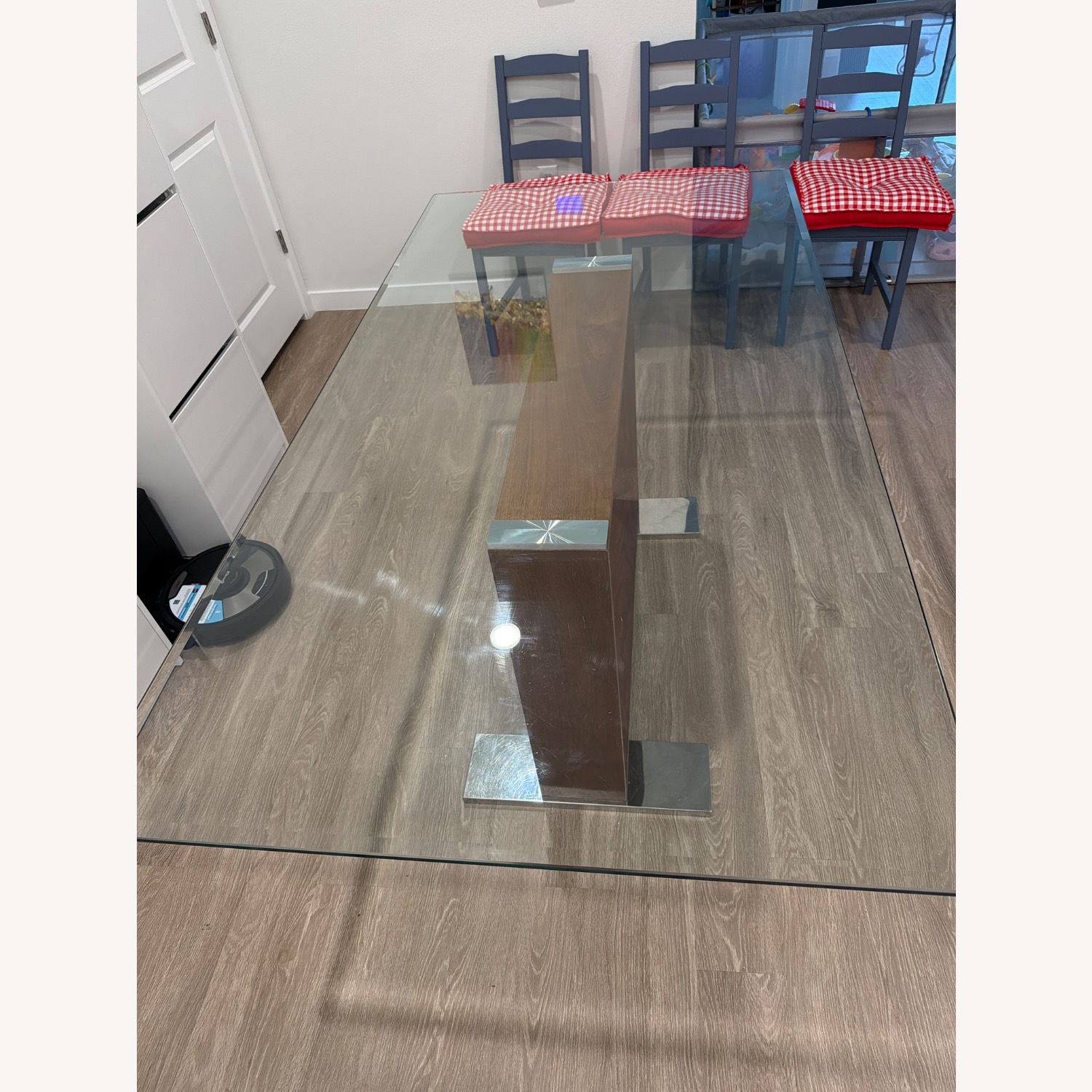 Light Brown Glass Dining Table - image-1