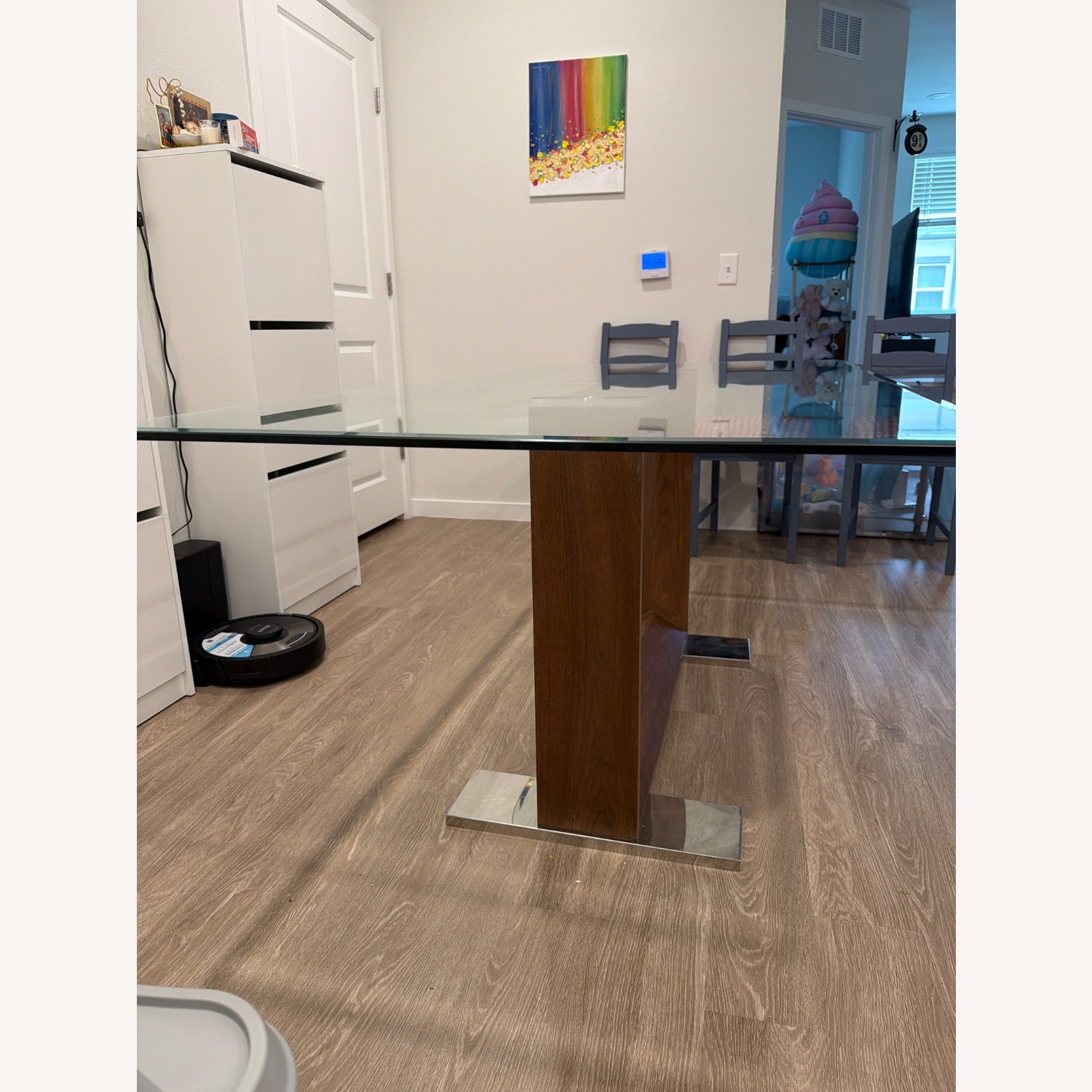 Light Brown Glass Dining Table - image-3