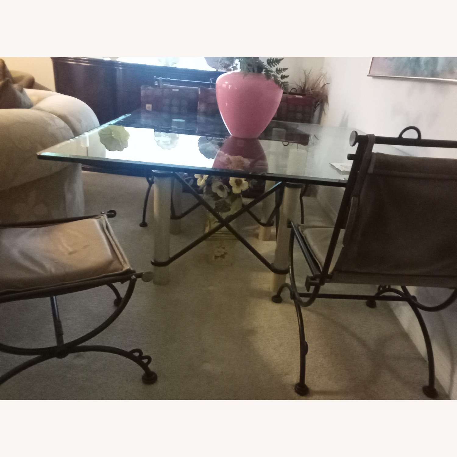 Dark Gray Metal Dining Table - image-2