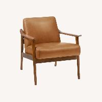 West Elm Mid-Century Leather Show Wood Chair