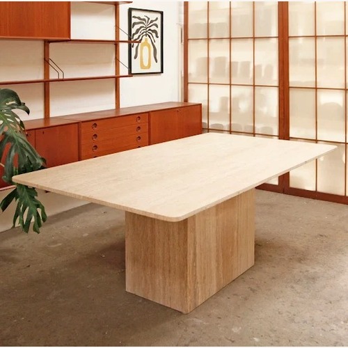 Used Vintage Stone Travertine Dining Table for sale on AptDeco