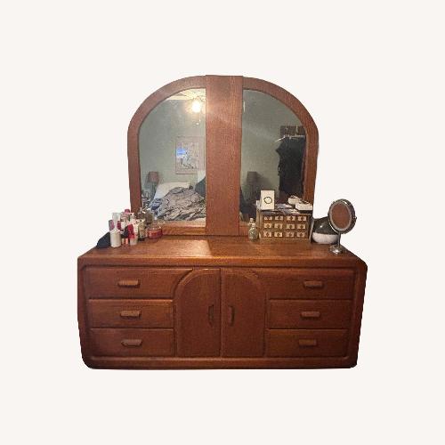 Used Oak Wood Dresser With Mirror  for sale on AptDeco