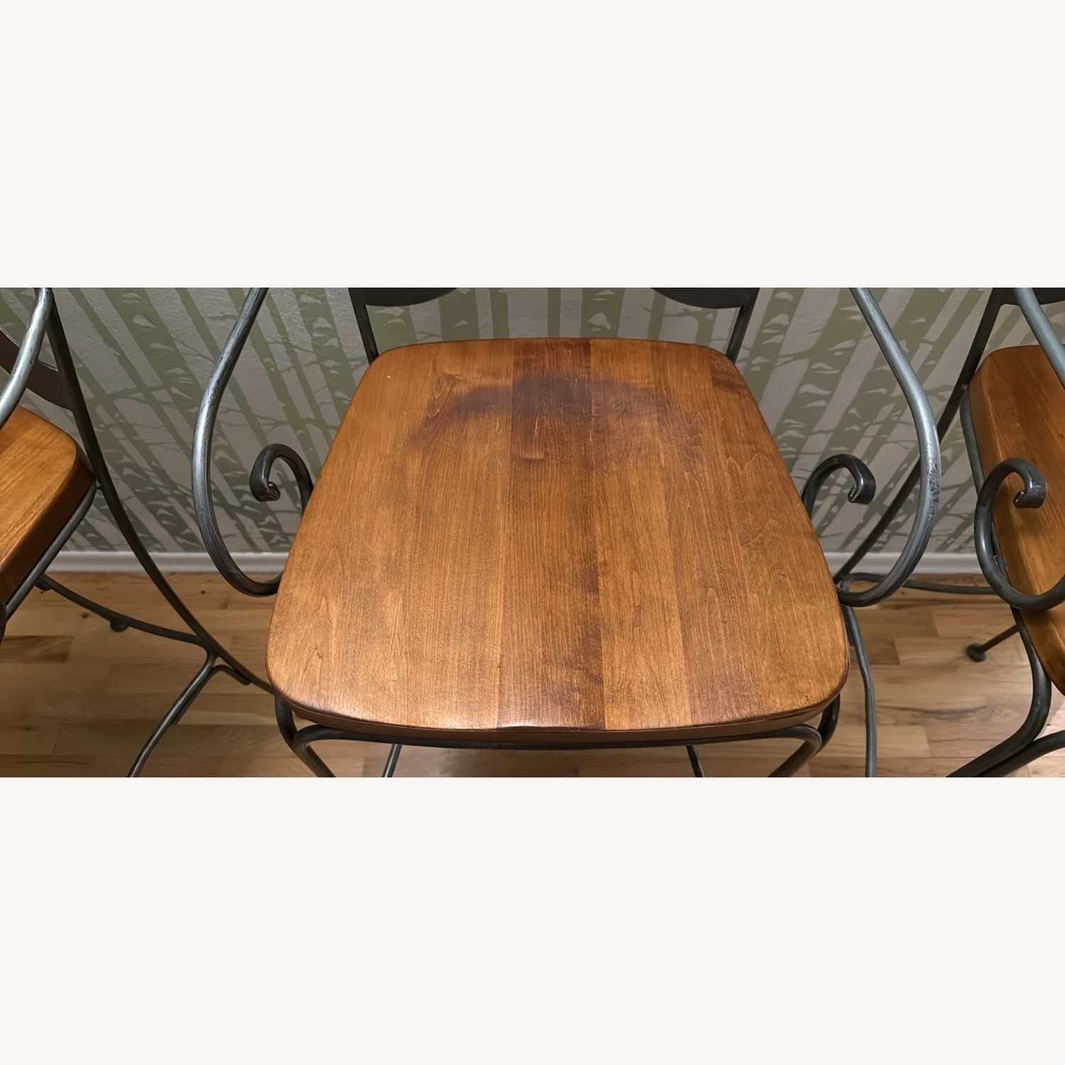 Ethan Allen Brown Wood/Metal Stools - image-5