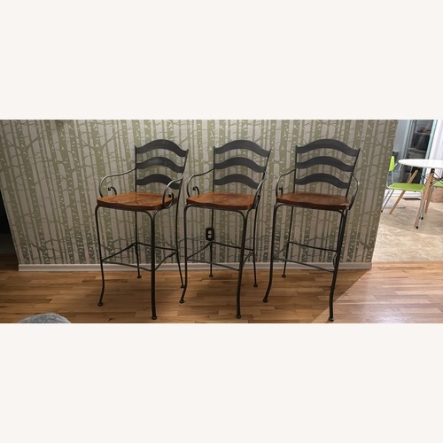 Used Ethan Allen Brown Wood/Metal Stools for sale on AptDeco