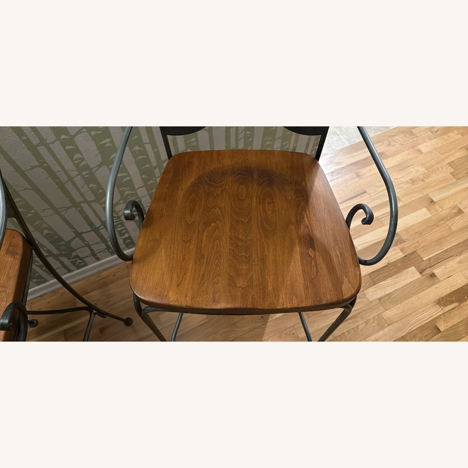 Ethan Allen Brown Wood/Metal Stools - image-2