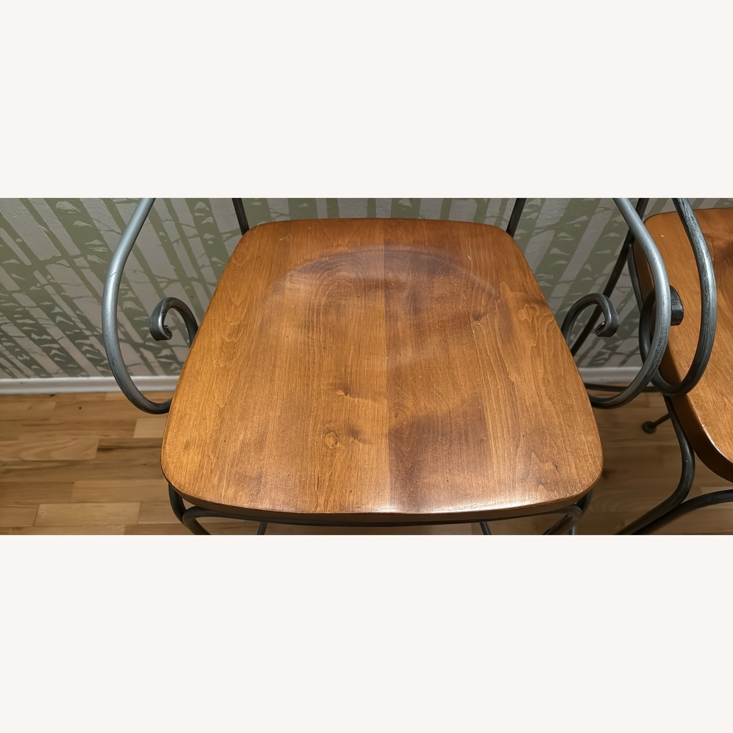 Ethan Allen Brown Wood/Metal Stools - image-7