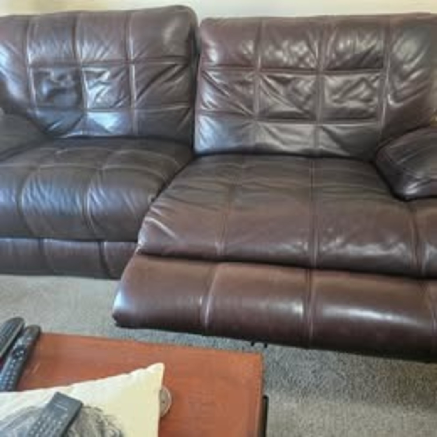 Dark Brown Leather 2 Seater Sofa - image-2