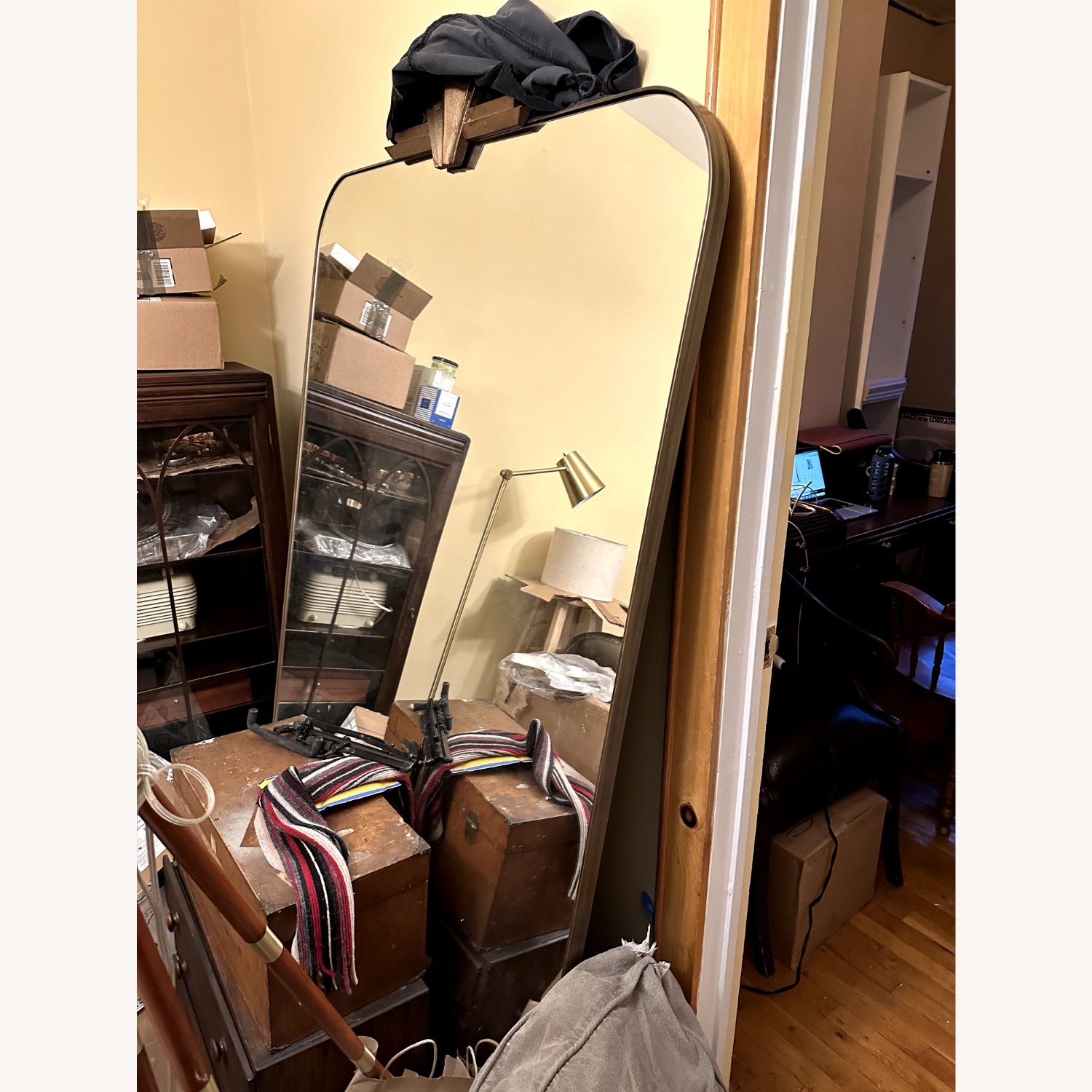 CB2 Nouveau Modern Brass Lacquered Iron Full-Length Floor Mirror 48"x78" - image-2