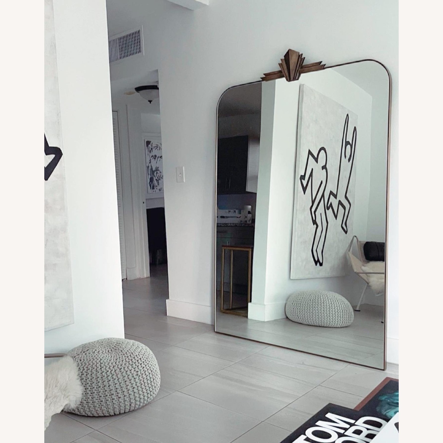 CB2 Nouveau Modern Brass Lacquered Iron Full-Length Floor Mirror 48"x78" - image-1