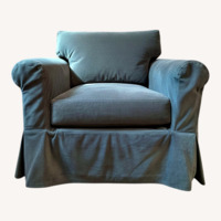 Pottery Barn Gray Velvet Armchair 