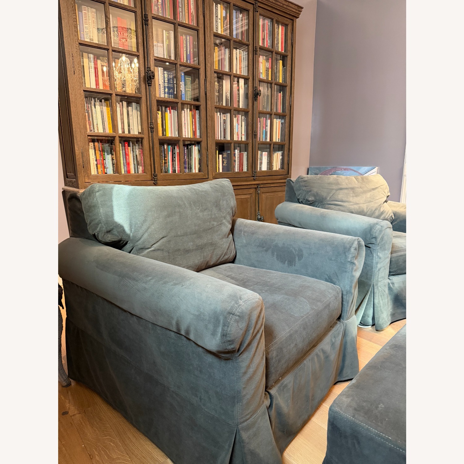 Pottery Barn Gray Velvet Armchair  - image-6