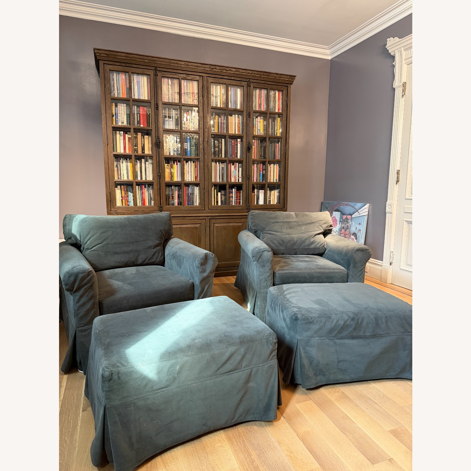 Pottery Barn Gray Velvet Armchair  - image-4