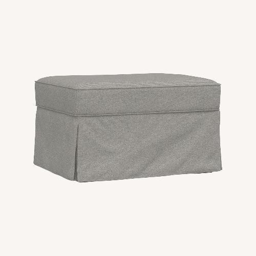 Used Pottery Barn Dark Gray Velvet Ottoman for sale on AptDeco