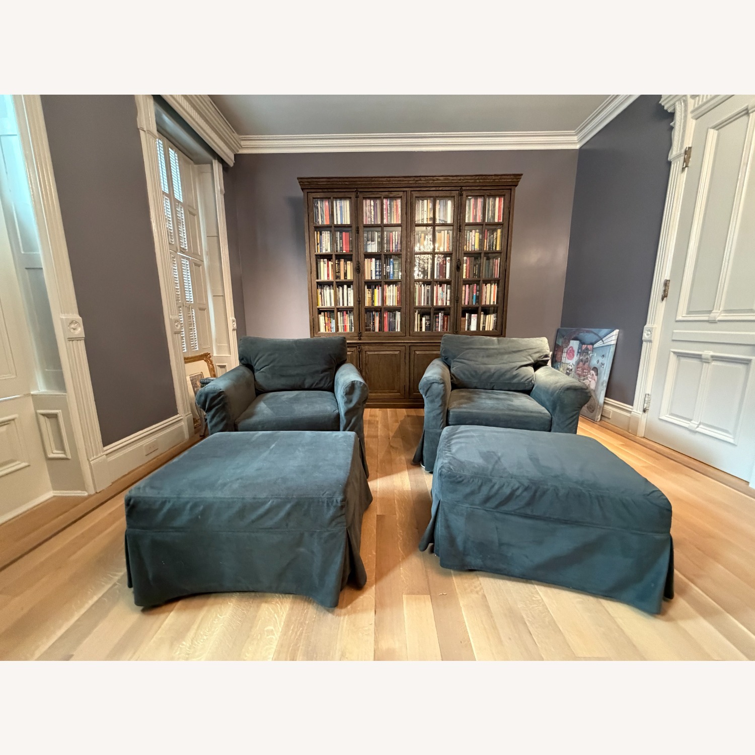 Pottery Barn Dark Gray Velvet Ottoman - image-2