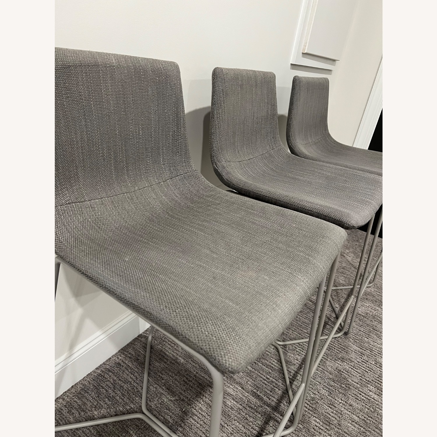 West Elm Slope Counter Stools Platinum Basket Slub - image-1