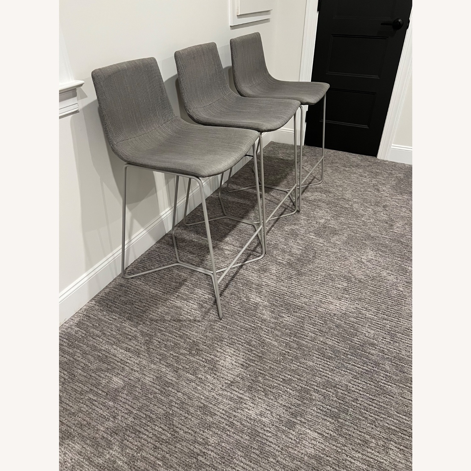 West Elm Slope Counter Stools Platinum Basket Slub - image-2