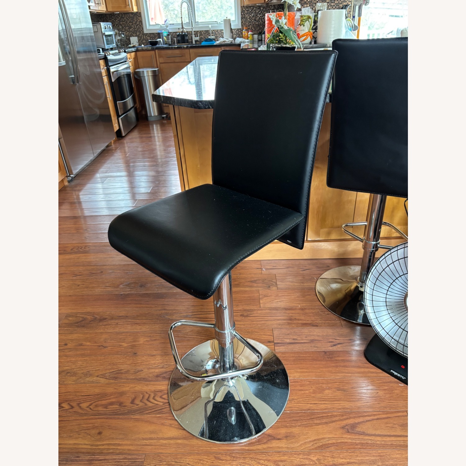 Black Leather Stools - image-1