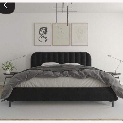 Used Mercury Row Black Velvet Queen Bed for sale on AptDeco
