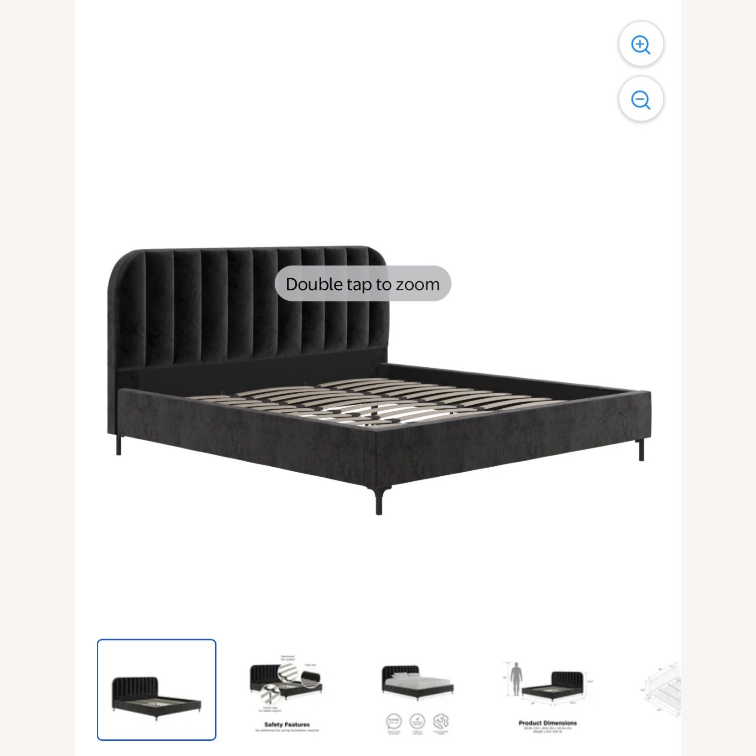 Mercury Row Black Velvet Queen Bed - image-2