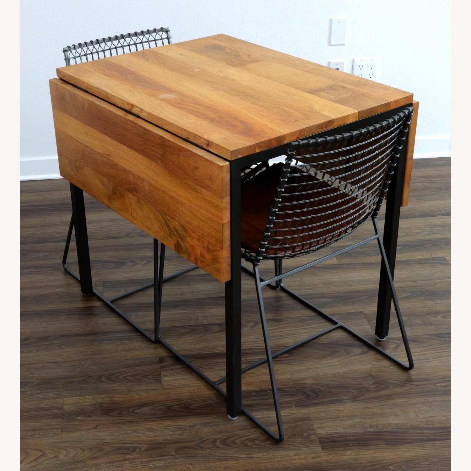 West Elm Extendable Dinning Table + 2 Steel Chairs - image-2