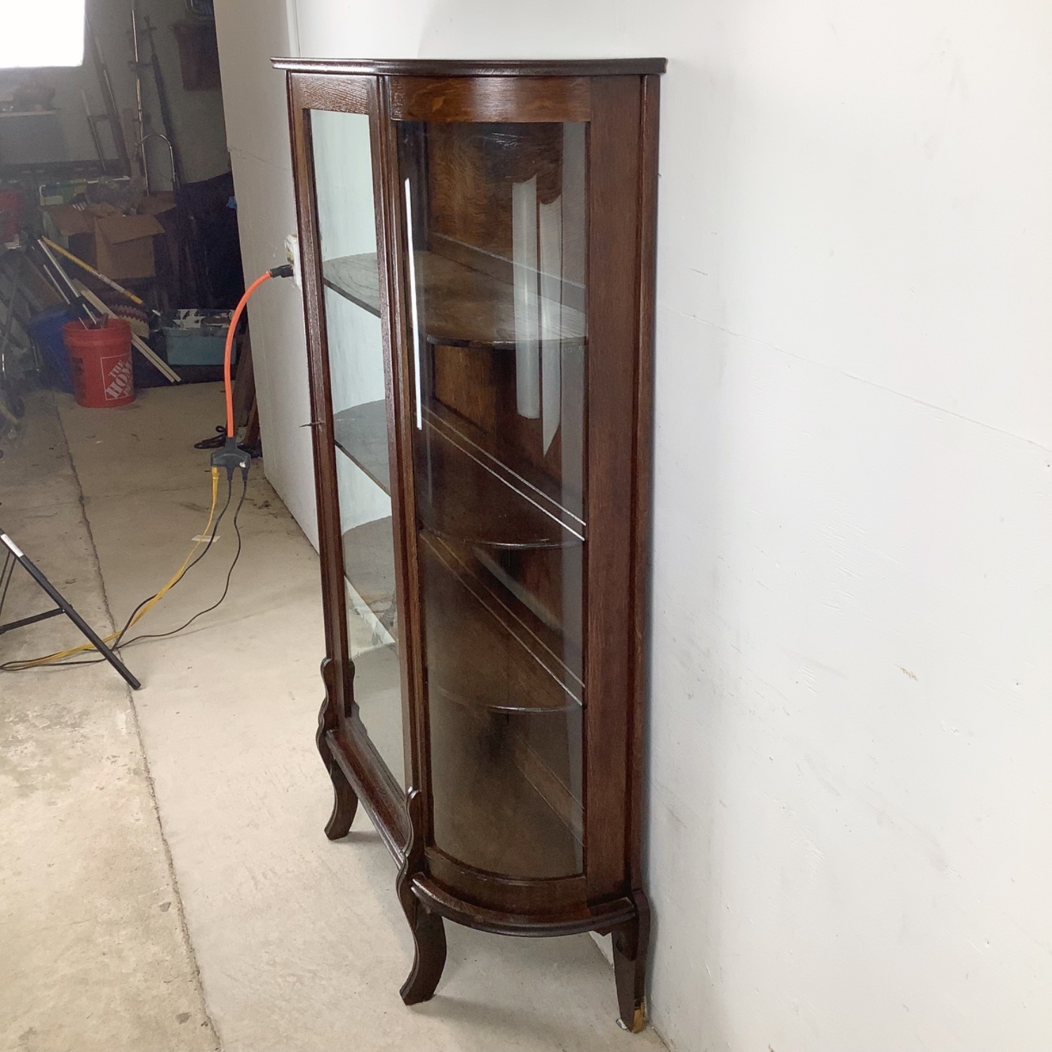 Antique Shelved Glass Display Cabinet - image-7