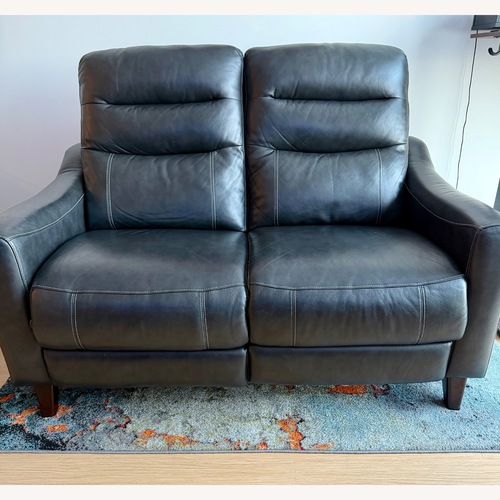 Used Raymour & Flanigan Graham Leather Loveseat for sale on AptDeco
