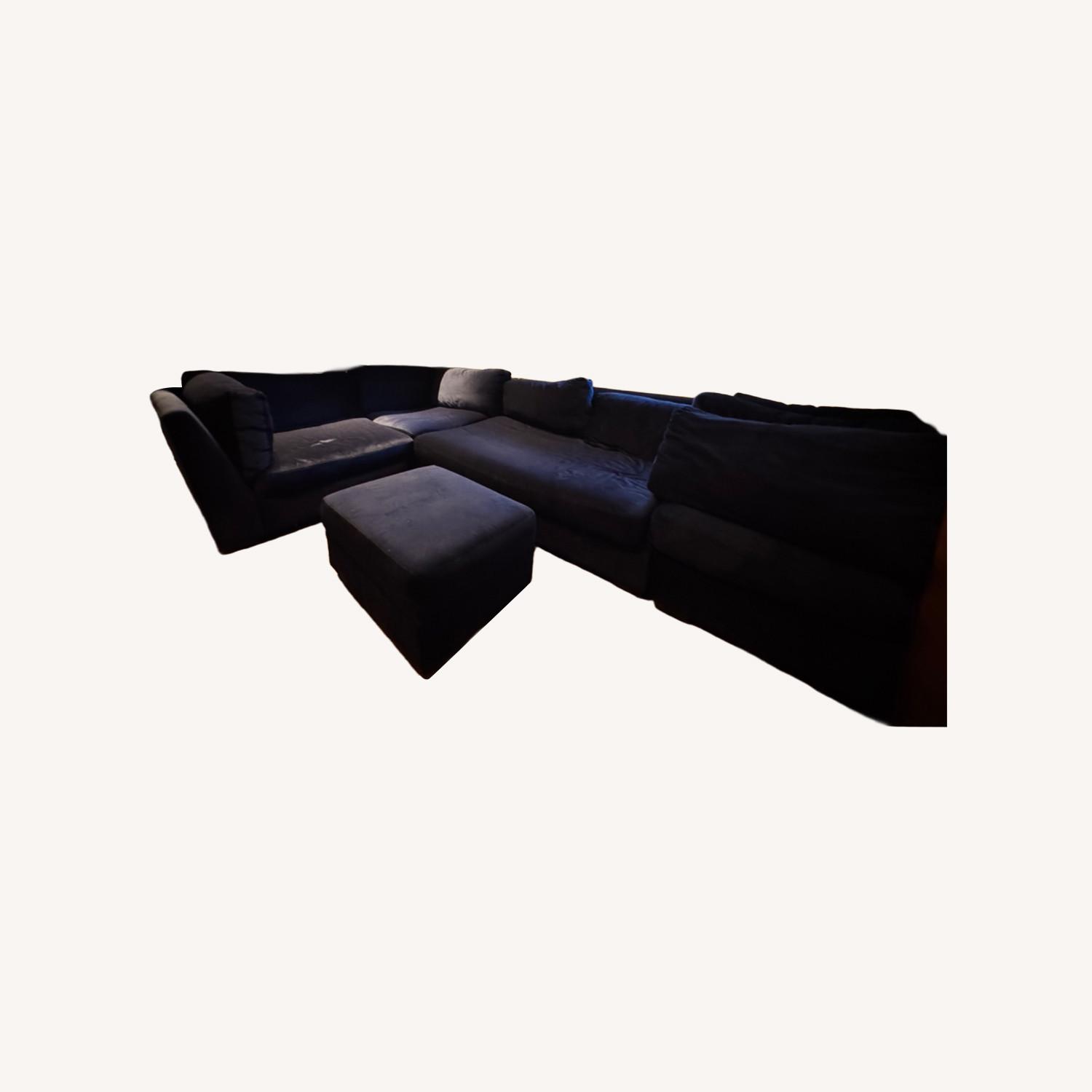 Restoration Hardware Blue Velvet Sectional - image-2