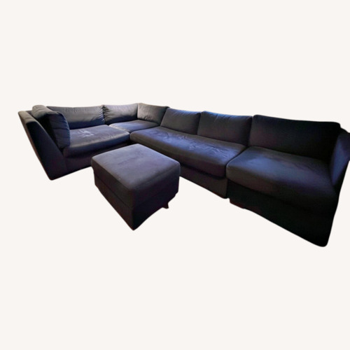 Used Restoration Hardware Blue Velvet Sectional for sale on AptDeco