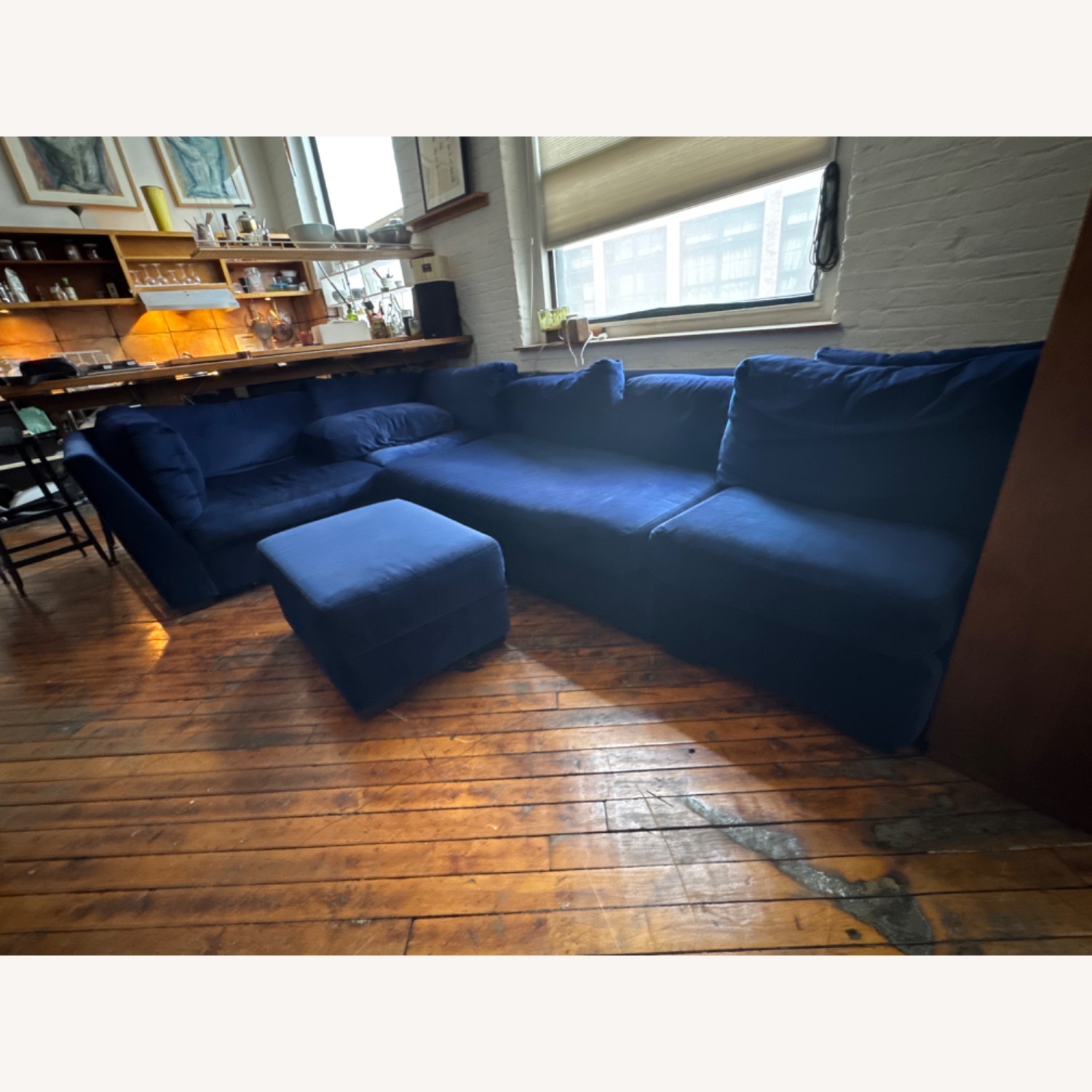 Restoration Hardware Blue Velvet Sectional - image-3