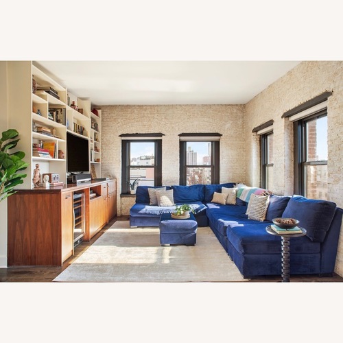 Used Restoration Hardware Blue Velvet Sectional for sale on AptDeco